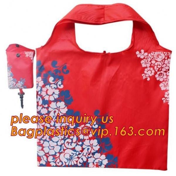 Buy China Factory Custom Grocery Use Polyester T-Shirt Reusable Folding Shopping Bag With Pocket,recyclable PP non woven fol at wholesale prices