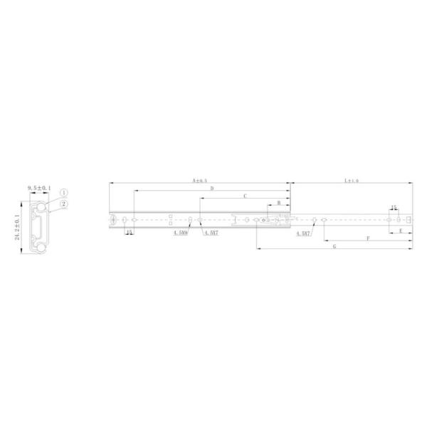 Length 11" - 20" Ball Bearing Drawer Runners Cold Rolled Steel Material