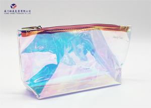 Rainbow Color Custom PVC Bags Triangle Shape Side Silver  Zipper With Metal Head