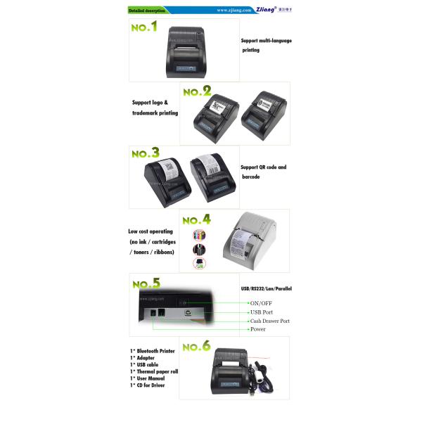 58mm Desktop Direct Thermal Receipt Printer For Kitchen Supermarket
