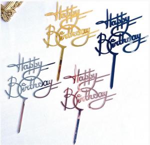 Quality Creative Acrylic Vertical Happy Birthday Cake Topper Happy Birthday Cupcake Toppers for sale