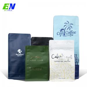 China Flat Bottom Coffee Beans Bag With One-way Valve And T-Zipper On The Top on sale