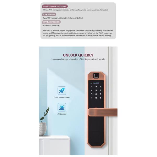 Keyless Entry Smart Wifi Door Lock Keypad APP Control IC Card Wifi Connected Door Lock