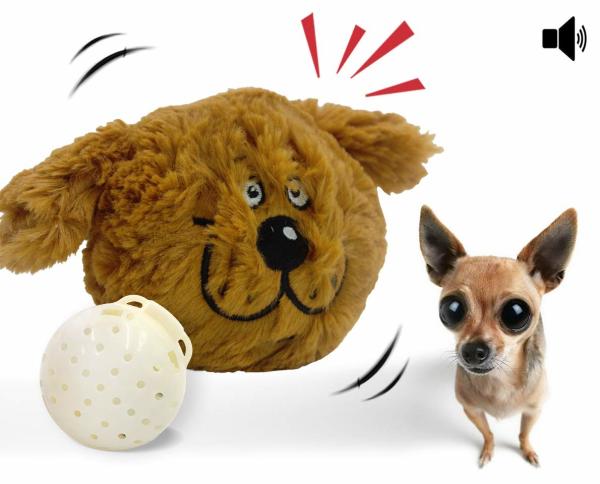 Buy Interactive Plush Dog Squeaky Toy Electronic Motion Ball Nontoxic Plush ABS Material at wholesale prices