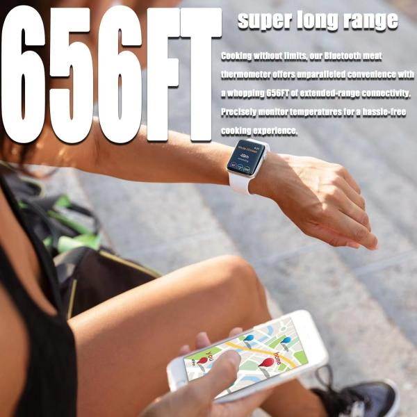 Long distance 150m Remote Smart Bbq Thermometer Instant Read Digital Bluetooth 5.0 Wireless Meat Thermometer 10 Modes Meat Thermometer