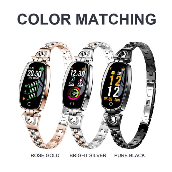 0.96 color screen H8 smart bracelet with heart rate blood pressure H8 wristband with call reminder weather forecast for