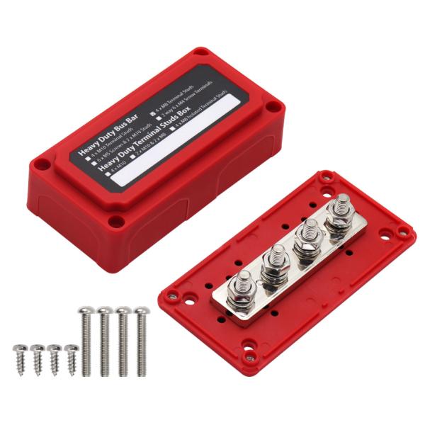 Red Shell Exchange Line Bus Bar Box M8 300A Large Current 48V RV Converter