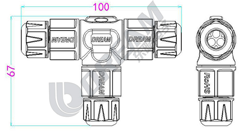 T Type M20 2Pin 3Way Screw Thread UL ROHS IP68 Circular External Wire Waterproof Connector Producer
