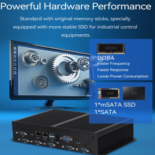 Dual LAN 6COM Fanless Intel Mini PC Core Series Celeron 3855U Processors With MSATA SSD