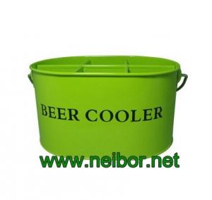 Quality powder coated tin ice bucket tin beer bucket tin beer cooler oval tin bucket for sale