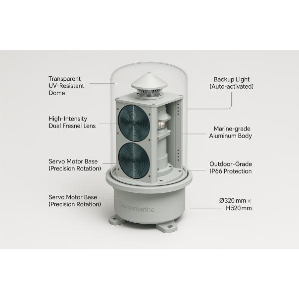 Servo Driven Rotating Marine Beacon With Backup Power LED Marine Beacon Light