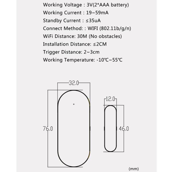 Tuya Smart App Notification Remote Control Wifi Magnetic Door Sensor