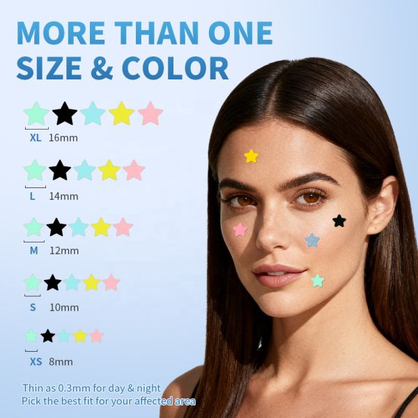 Customized Color Hydrocolloid Acne Pimple Patch Star Shape For All Skin Types