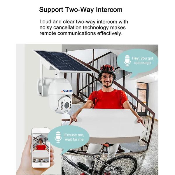 2 Way Audio 4G Solar Security Camera 2K 15600mAh Battery Powered