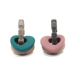 Quality Customized Cadmium Free Heart Shape 5cm Silicone Wood Teether No Lead for sale