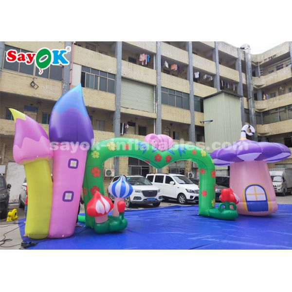 Halloween Archway Inflatable Colorful Inflatable Arch With Mushroom And Flower For Amusement Park Theme Decoration