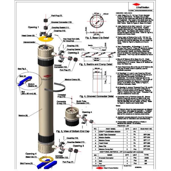 1719818444138099.png 51m² PVDF 2.0 – 8.5 m³/hr DuPont Ultrafiltration Membrane Modules SFP 2860XP / SFD 2860XP Membrane System