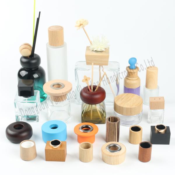 Buy Custom Size Luxury Wooden Perfume Bottle Lid , Durable Reed Diffuser Cap Eco-Friendly at wholesale prices