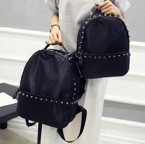 Quality Rivet new Korean women shoulder bag nylon oxford fabric with leather travel bag College Wind Leisure for sale