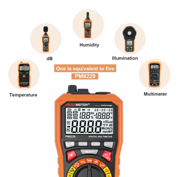 Commercial Auto Range Digital Multimeter With Relative Sound Level Meter Function