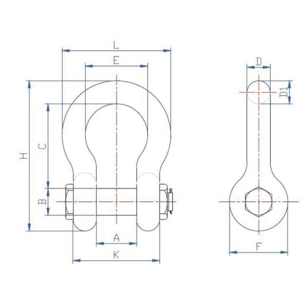 RR-C-271D 0.75'' WLL 4.75 Tons Pin Bow Shackle