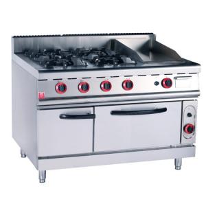 Quality 4 Burner Commercial Gas Range With Gas Griddle And Oven for sale