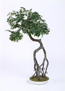 China Vibrant Color Artificial Ficus Tree Curved Trunk , Pre Lit Ficus Tree Premium Foliage on sale