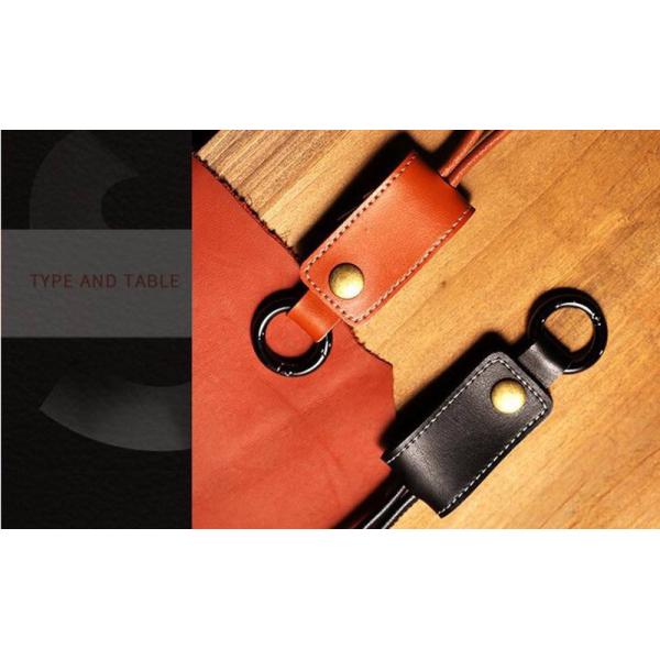 The creative leather key chain data line is suitable for Apple Android type-C mobile portable key buckle charging wire.