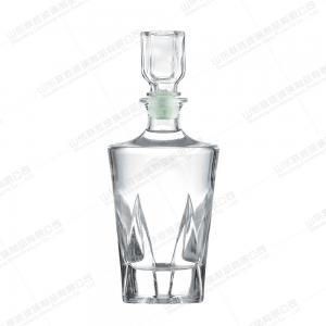 China Pyramid Base Crystal Glass Wine Bottle 250ml 375ml 500ml 750ml Rubber Stopper for Whiskey Vodka Rum on sale