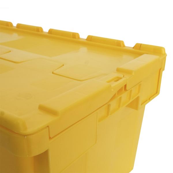 Customized Color Industrial Moving Box with Hinged Lid Plastic Nestable Container