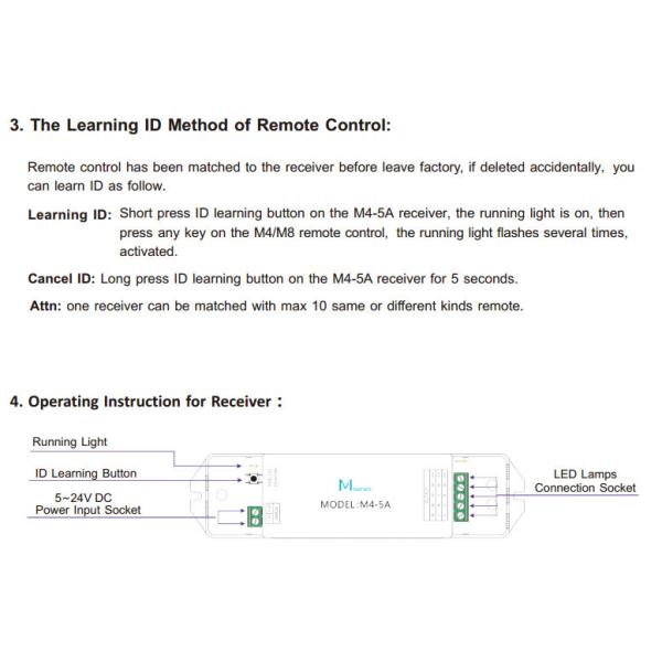 40-50m Distance LED Strip Controller With 433.92 MHz Working Frequency