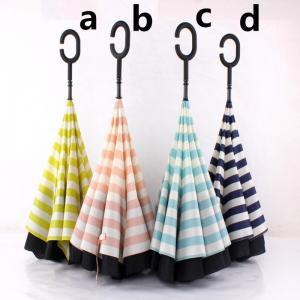 Quality Ready Stock Double Cloth C Handle Reverse Folding Umbrella Car Umbrellas for sale