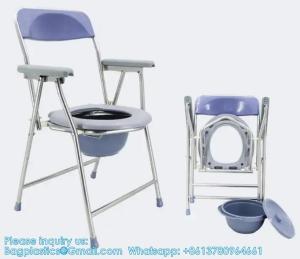 Quality Folding Lightweight Commode Chair With Top Loading Easily Removable Chamber Pot, Commode Chair, Portable Toilet for sale