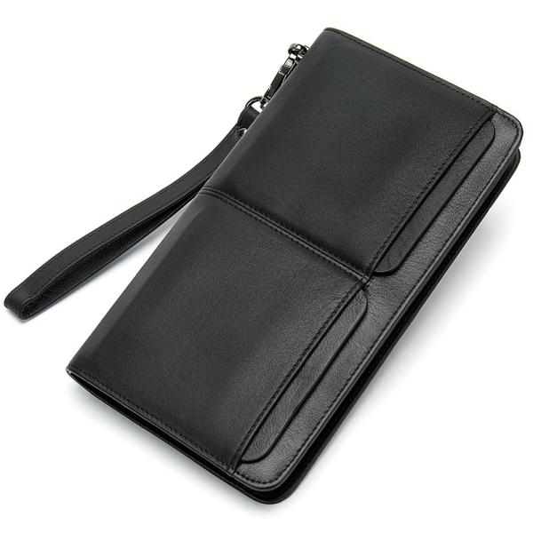 Fashion Custom Men's Wallet with Long Zipper and Multiple Functions in Genuine Leather