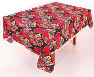 Quality Hemmed Edges Custom Printed Table Covers , 0.1 - 0.3mm Thickness Decorative Table Cloths for sale