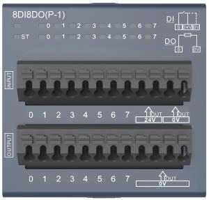 China Integrated I/O 8di8do Communication Input Output Modules In PLC Decowell RS Series on sale