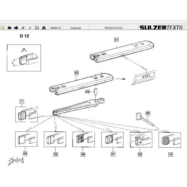 911-312-249 Sulzer Weaving Machine Parts Projectile Gripper Smooth 2.2*4