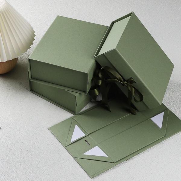 Recyclable Folding Carton Packaging Boxes With Magnetic Closure And Ribbon Closure