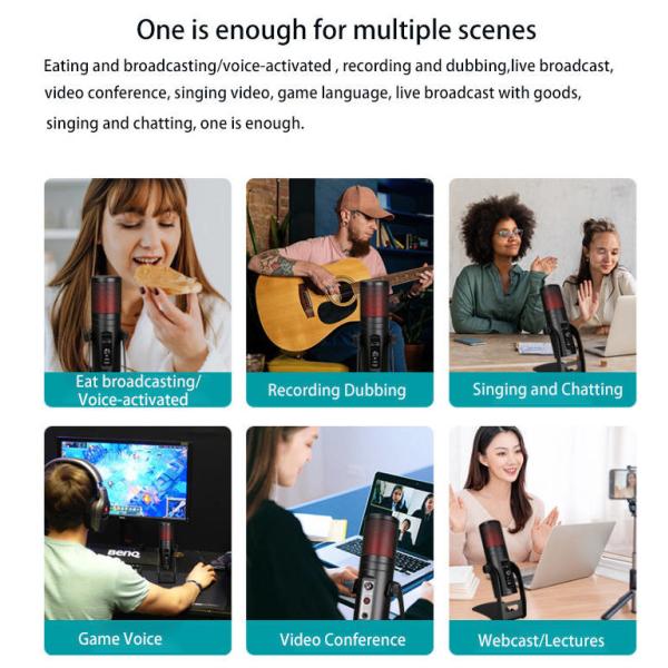 Condenser USB recording microphone Built-In Headphone Jack RGB Indicator