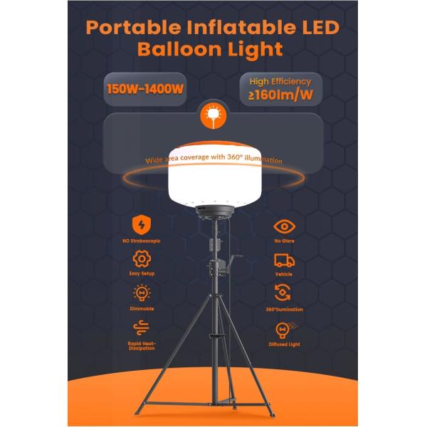 700w Mobile Balloon Light Tower With High Luminosity For Construction And Roadwork