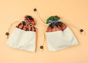 Wooden Bead Drawstring Splicing Recyclable Canvas Drawstring Bag