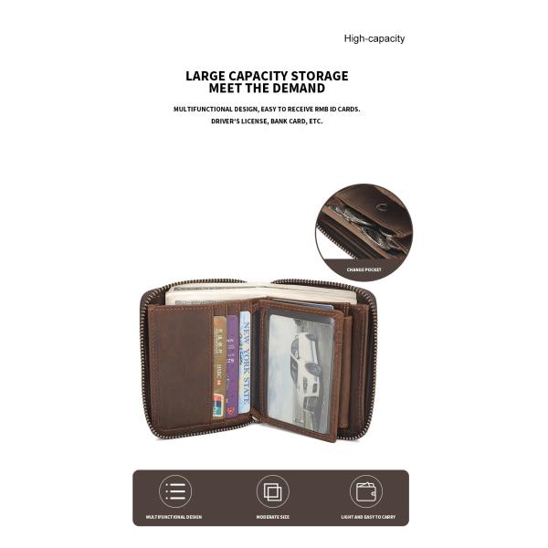 Luxury Design Bifold Leather Wallet with Coin Pocket and Nylon Lining Material