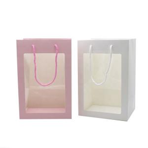 Quality Drawstring Luxury Gift Packaging Bags , Cardboard Paper Bag With Transparent Window for sale