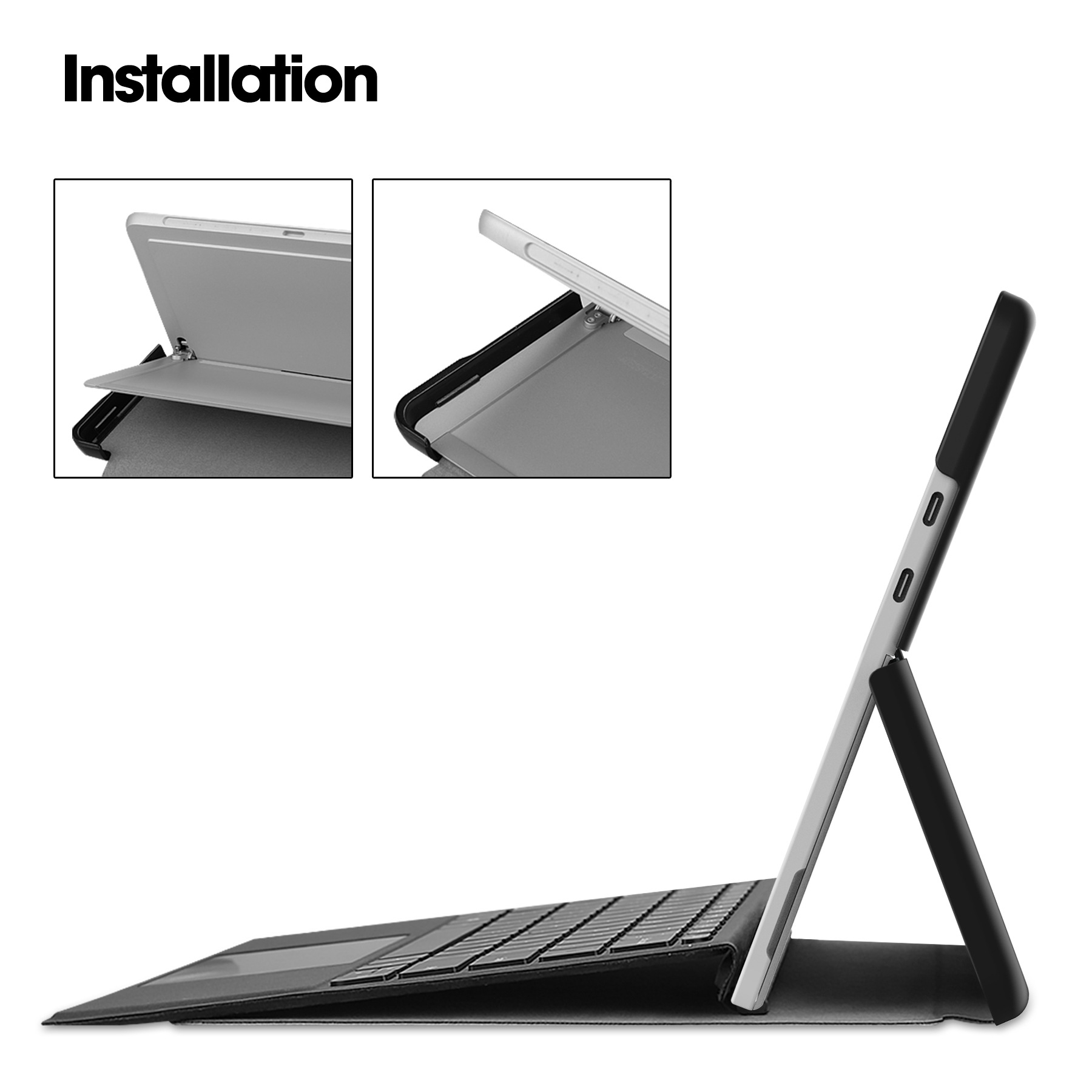 Custom Anti-Collision Leather Tablet Case for Microsoft Surface Pro 4 5 6 7 7+ 12.3 Inch Precise Cutouts Multi-Angle Stand