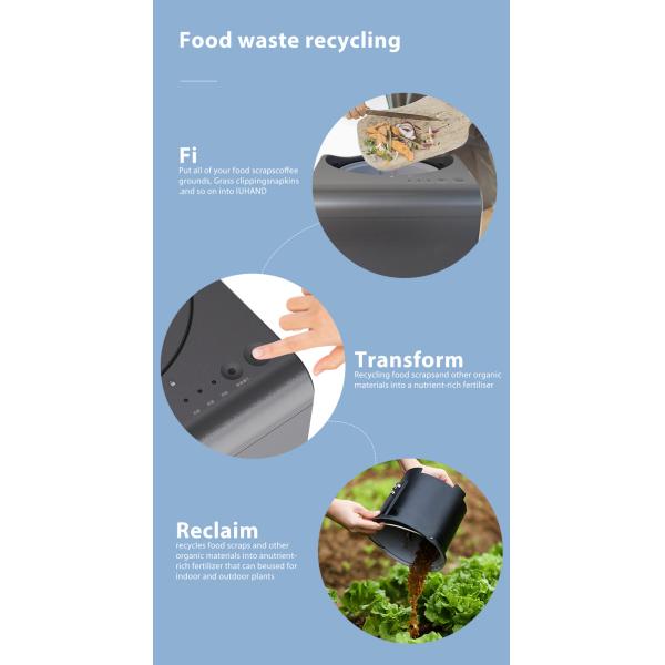 Gray Counter Food Composter Indoor 2.5L 10kg 500W EMC Certificated