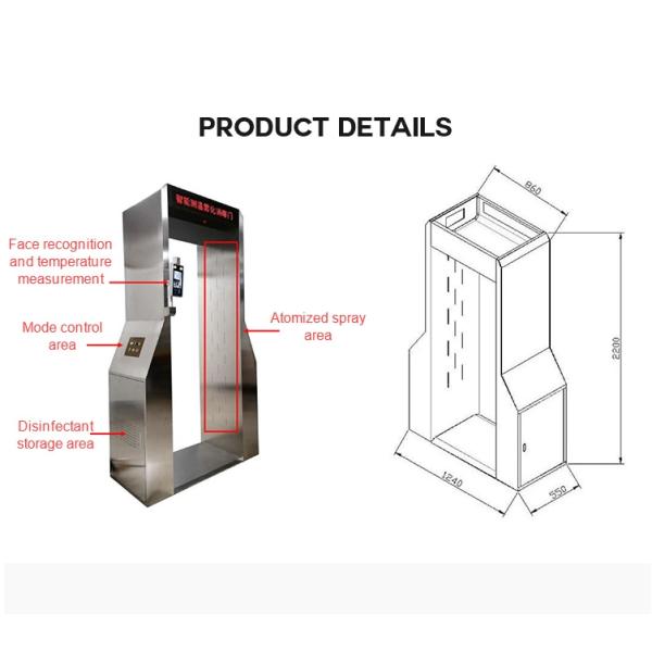 Body Temperature Recognition Disinfection Door , Gas Sterilization Equipment