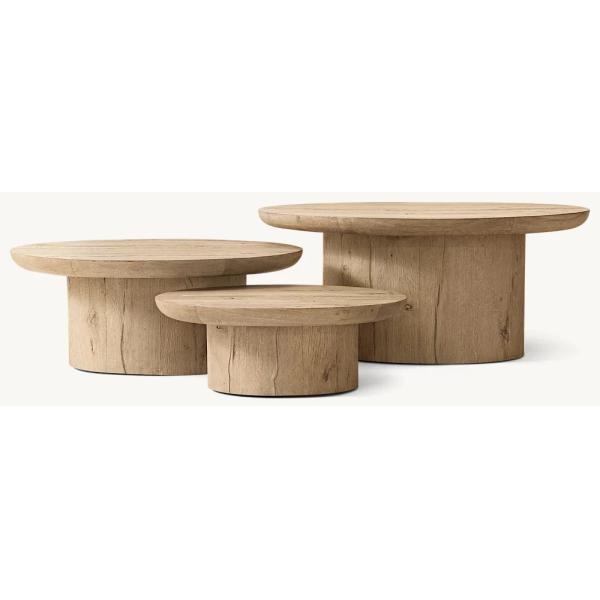 Contemporary Design Coffee Table Furniture with Wood Top and Sintered Stone Base for Living Room