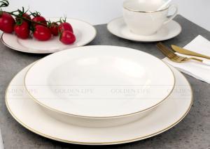 China Exquisite White Porcelain Dinner Sets Tableware With Real Gold Line on sale