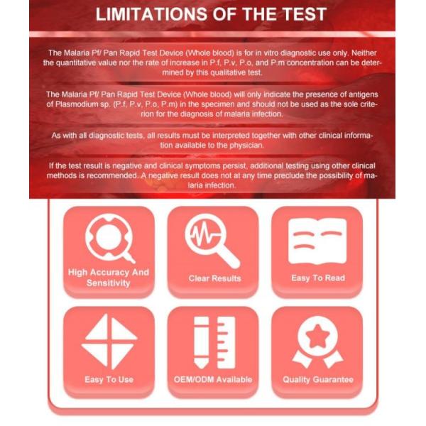 Whole Blood Malaria Rapid Diagnostic Test Kit PF PV Pan Infectious Disease Test