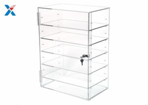 China Rectangular Clear Acrylic Display Rack Locking Acrylic Display Case Adjustable Shelves on sale